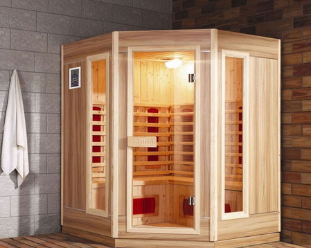 Mẫu phòng xông khô kết hợp kính và gỗ